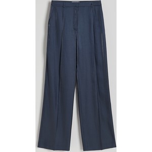 Granatowe spodnie Reserved z tkaniny w stylu retro