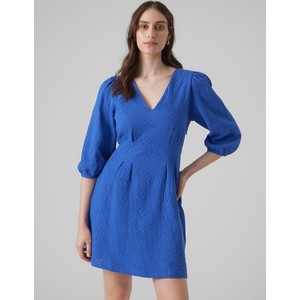 Niebieska sukienka Vero Moda z długim rękawem z bawełny