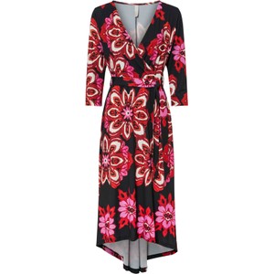 Sukienka bonprix midi z dekoltem w kształcie litery v w stylu casual