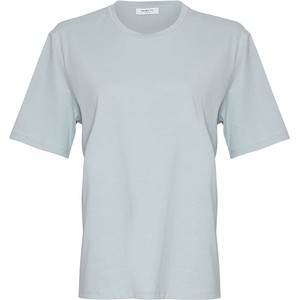 Miętowy t-shirt Moss Copenhagen z krótkim rękawem z bawełny w stylu casual