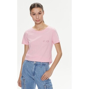 Różowy t-shirt Liu-Jo w stylu casual