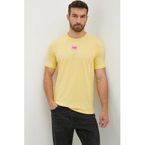 Żółty t-shirt Hugo Boss z bawełny
