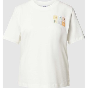 T-shirt Esprit z krótkim rękawem z okrągłym dekoltem z bawełny