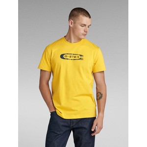 Żółty t-shirt G-star z krótkim rękawem z bawełny