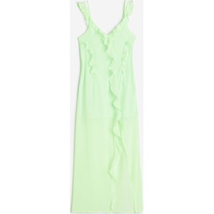 Zielona sukienka H & M mini z dekoltem w kształcie litery v na ramiączkach