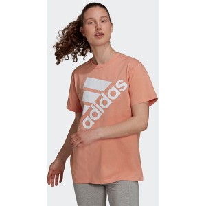 Różowy t-shirt Adidas w sportowym stylu z krótkim rękawem