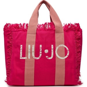 Różowa torebka Liu-Jo na ramię w wakacyjnym stylu duża