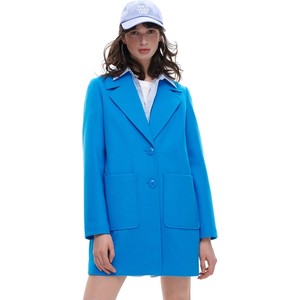 Niebieski płaszcz Cropp z tkaniny przejściowa bez kaptura