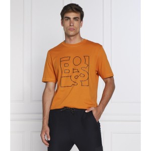 Pomarańczowy t-shirt Hugo Boss w młodzieżowym stylu