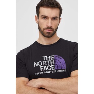 Czarny t-shirt The North Face z krótkim rękawem z nadrukiem