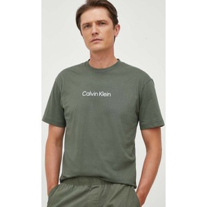 Zielony t-shirt Calvin Klein w młodzieżowym stylu z krótkim rękawem z bawełny
