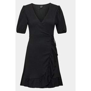 Czarna sukienka Gina Tricot z długim rękawem mini z dekoltem w kształcie litery v