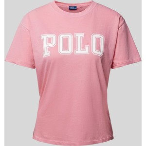Różowy t-shirt POLO RALPH LAUREN w młodzieżowym stylu z bawełny z krótkim rękawem