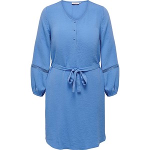 Niebieska sukienka Carmakoma mini z długim rękawem