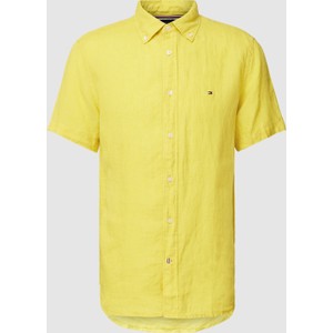 Żółta koszula Tommy Hilfiger z klasycznym kołnierzykiem w stylu casual