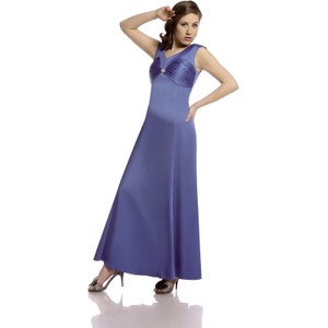 Niebieska sukienka Fokus maxi rozkloszowana z okrągłym dekoltem