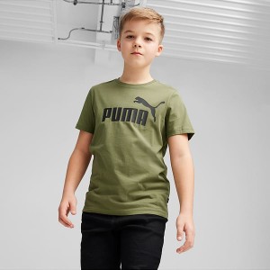 Zielona koszulka dziecięca Puma z bawełny