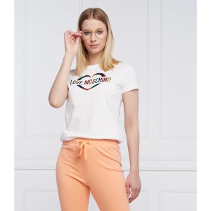 T-shirt Love Moschino z krótkim rękawem w młodzieżowym stylu z okrągłym dekoltem
