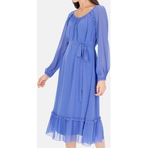 Niebieska sukienka POTIS & VERSO z okrągłym dekoltem midi w stylu casual