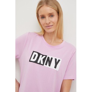 Różowy t-shirt DKNY z krótkim rękawem z okrągłym dekoltem