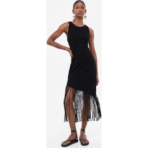 Czarna sukienka H & M w stylu boho bez rękawów midi