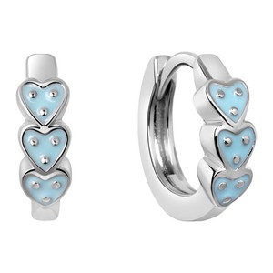 Mini - Biżuteria Yes Kolczyki srebrne pokryte niebieską emalią - serca - Mini
