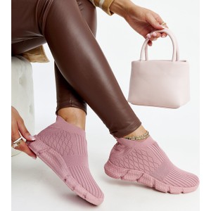 Różowe buty sportowe Gemre w sportowym stylu z płaską podeszwą