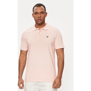 Różowa koszulka polo Guess z krótkim rękawem w stylu casual