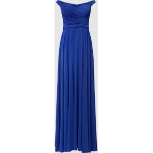 Niebieska sukienka Troyden Collection z dekoltem w kształcie litery v z krótkim rękawem