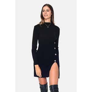 Czarna sukienka C& Jo w stylu casual mini z golfem