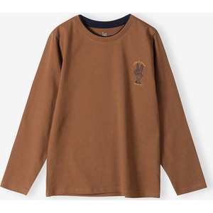 Brązowa koszulka dziecięca Lincoln & Sharks By 5.10.15. z bawełny z długim rękawem dla chłopców