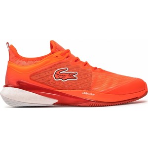 Pomarańczowe buty sportowe Lacoste sznurowane w sportowym stylu