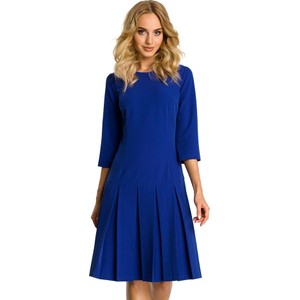 Niebieska sukienka MOE z okrągłym dekoltem mini