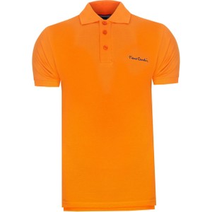 Pomarańczowy t-shirt Pierre Cardin z bawełny z krótkim rękawem
