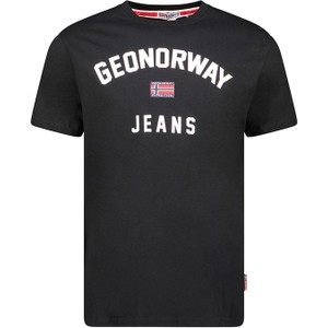 Czarny t-shirt Geographical Norway w sportowym stylu z krótkim rękawem z bawełny