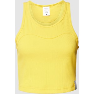Żółta bluzka Adidas Sportswear w sportowym stylu na ramiączkach z bawełny
