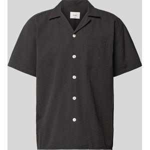 Czarna koszula Forét z krótkim rękawem z bawełny
