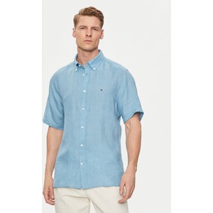 Niebieska koszula Tommy Hilfiger w stylu casual z krótkim rękawem