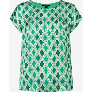 Zielona bluzka More & More z krótkim rękawem w stylu casual z okrągłym dekoltem