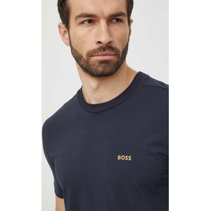 Granatowy t-shirt Hugo Boss w stylu casual z krótkim rękawem