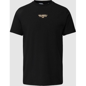 Czarny t-shirt Karl Lagerfeld z bawełny z nadrukiem