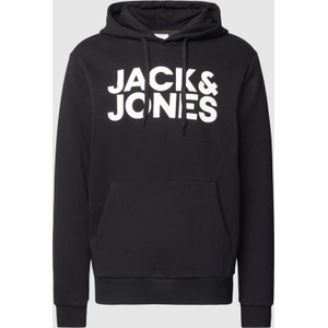 Czarna bluza Jack & Jones z nadrukiem w młodzieżowym stylu z bawełny