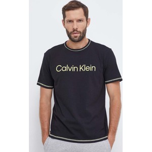 Czarny t-shirt Calvin Klein Underwear z nadrukiem z krótkim rękawem w młodzieżowym stylu