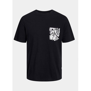 Czarny t-shirt Jack & Jones z krótkim rękawem w młodzieżowym stylu