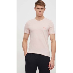Różowy t-shirt Hugo Boss z nadrukiem z krótkim rękawem w stylu casual