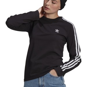 Czarna bluzka Adidas z okrągłym dekoltem w sportowym stylu z długim rękawem