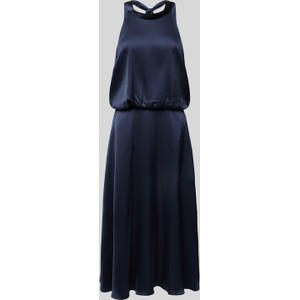 Granatowa sukienka V By Vera Mont maxi z okrągłym dekoltem