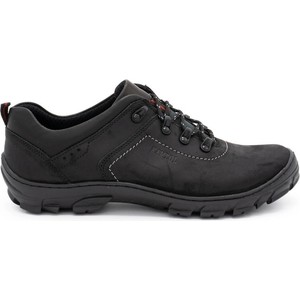 Czarne buty trekkingowe KamPol ze skóry sznurowane