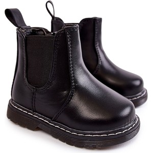 Czarne buty dziecięce zimowe Fr1 ze skóry