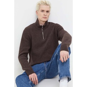 Brązowy sweter Abercrombie & Fitch ze stójką w stylu casual